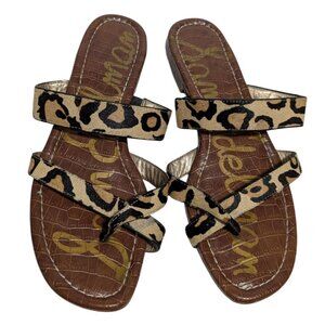 Sam Edelman Bernice Leopard Print Calf Hair Gala Slide Sandals Women's Size 8.5